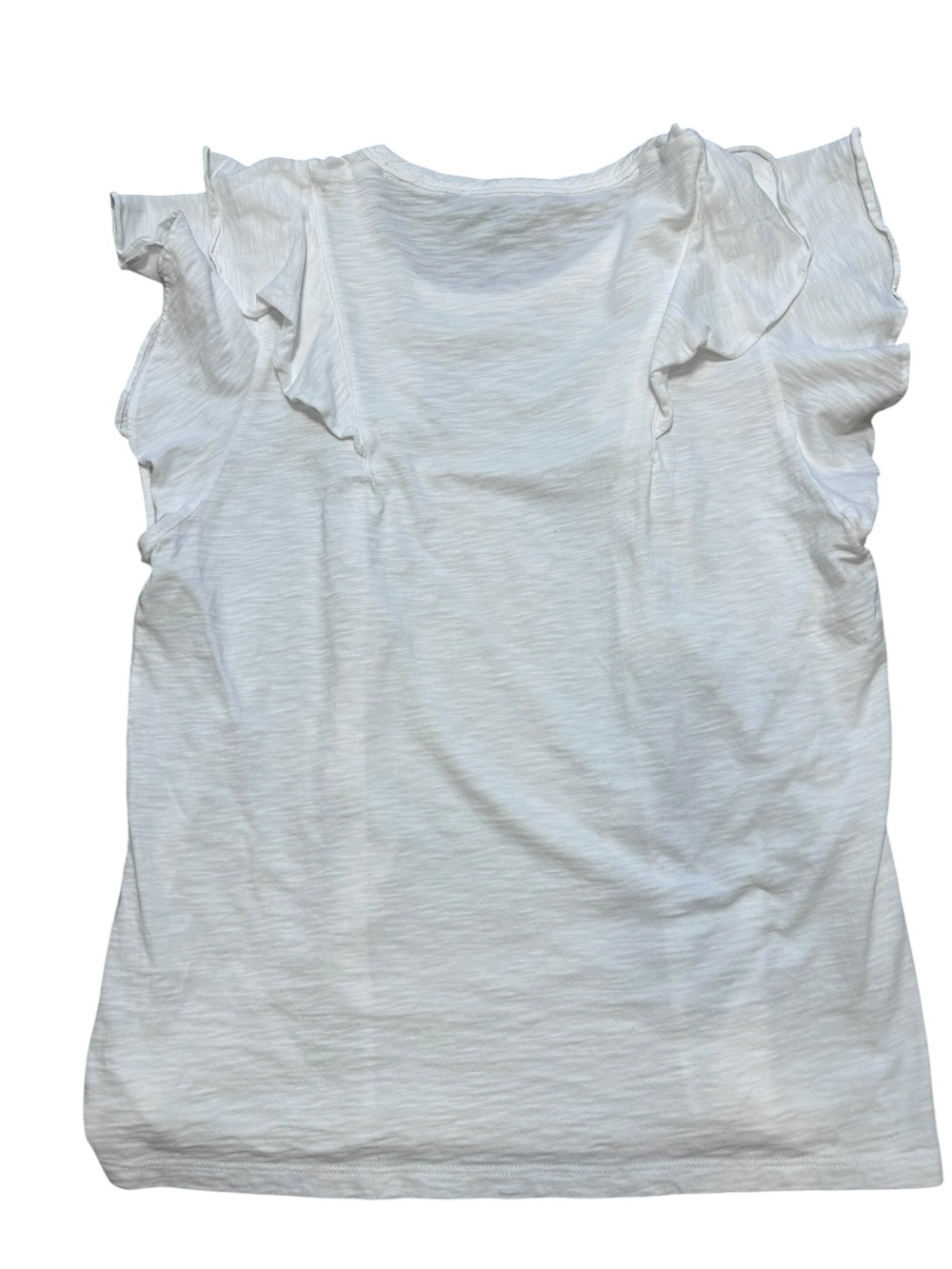 Veronica beard white Bea ruffled short sleeve t shirt size large ruffled basic - Picture 3 of 8
